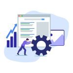 Modern Flat design people and SEO optimized pages business concept, with tiny people character for web landing page template, banner, flyer and presentation.